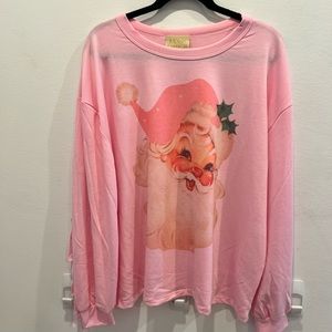 Judith March Pink Santa Fringe Sleave Pullover